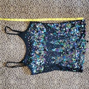 Black Irriescent Sequin Mesh Top Costume
